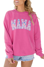 Load image into Gallery viewer, Rose Red Floral MAMA Embroidered Graphic Pullover Sweatshirt