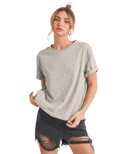 Load image into Gallery viewer, Aemi + Co Exposed Seam Round Neck Short Sleeve T-Shirt