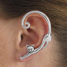 Load image into Gallery viewer, Single Piece Punk Style Cat Post Earring with Ear Cuff Rock Animal Black Stud Earring