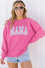 Load image into Gallery viewer, Rose Red Floral MAMA Embroidered Graphic Pullover Sweatshirt
