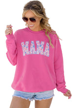 Load image into Gallery viewer, Rose Red Floral MAMA Embroidered Graphic Pullover Sweatshirt