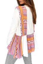 Load image into Gallery viewer, White Western Aztec Print Patchwork Ruffled Tunic Long Sleeve Babydoll Top