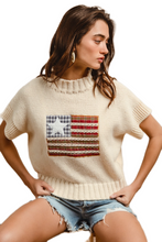 Load image into Gallery viewer, BiBi American Flag Patchwork Drop Shoulder Sweater
