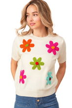 Load image into Gallery viewer, BiBi Crochet Flower Patch Sweater Top