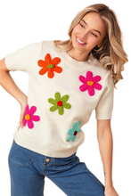Load image into Gallery viewer, BiBi Crochet Flower Patch Sweater Top