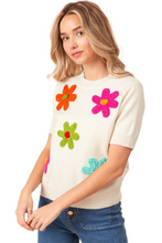 Load image into Gallery viewer, BiBi Crochet Flower Patch Sweater Top
