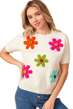 Load image into Gallery viewer, BiBi Crochet Flower Patch Sweater Top