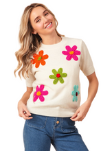 Load image into Gallery viewer, BiBi Crochet Flower Patch Sweater Top