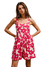 Load image into Gallery viewer, BiBi Floral Prints Tuck Detail Short Overall With Pockets