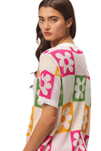 Load image into Gallery viewer, BiBi Flower Checker Pattern Lightweight Sweater Top