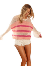 Load image into Gallery viewer, BiBi Hollow Out Yoke Detail Striped Sweater