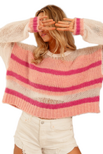 Load image into Gallery viewer, BiBi Hollow Out Yoke Detail Striped Sweater