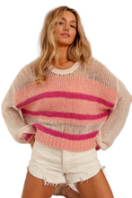 Load image into Gallery viewer, BiBi Hollow Out Yoke Detail Striped Sweater