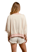 Load image into Gallery viewer, BiBi Leopard Print Texas Patchwork Overlock Stitch Top