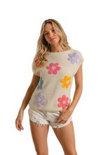 Load image into Gallery viewer, BiBi Multi Jeweled Crochet Flower Patch Sweater Vest