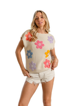 Load image into Gallery viewer, BiBi Multi Jeweled Crochet Flower Patch Sweater Vest