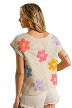 Load image into Gallery viewer, BiBi Multi Jeweled Crochet Flower Patch Sweater Vest