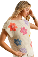 Load image into Gallery viewer, BiBi Multi Jeweled Crochet Flower Patch Sweater Vest