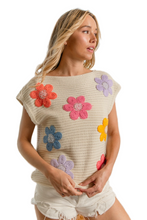 Load image into Gallery viewer, BiBi Multi Jeweled Crochet Flower Patch Sweater Vest
