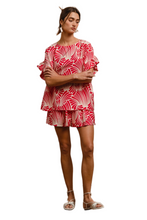 Load image into Gallery viewer, BiBi Print Woven Ruffled Sleeves Top