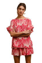 Load image into Gallery viewer, BiBi Print Woven Ruffled Sleeves Top