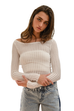 Load image into Gallery viewer, BiBi Textured Sheer Boat Neck Top