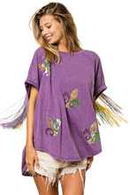 Load image into Gallery viewer, BiBi Vintage Washed Fleur Mardi Gras Top