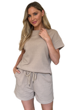 Load image into Gallery viewer, Double Take Full Size Texture Short Sleeve Top and Shorts Set