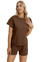 Load image into Gallery viewer, Double Take Full Size Texture Short Sleeve Top and Shorts Set