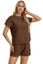 Load image into Gallery viewer, Double Take Full Size Texture Short Sleeve Top and Shorts Set