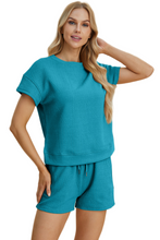 Load image into Gallery viewer, Double Take Full Size Texture Short Sleeve Top and Shorts Set