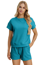 Load image into Gallery viewer, Double Take Full Size Texture Short Sleeve Top and Shorts Set