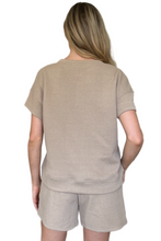 Load image into Gallery viewer, Double Take Full Size Texture Short Sleeve Top and Shorts Set