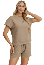 Load image into Gallery viewer, Double Take Full Size Texture Short Sleeve Top and Shorts Set