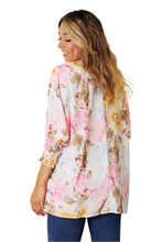 Load image into Gallery viewer, Double Take Floral Round Neck Three-Quarter Sleeve Top