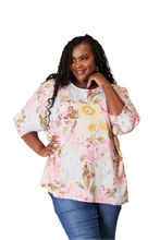 Load image into Gallery viewer, Double Take Floral Round Neck Three-Quarter Sleeve Top