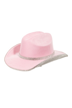 Load image into Gallery viewer, Fame Pave Rhinestone Trim Faux Suede Hat
