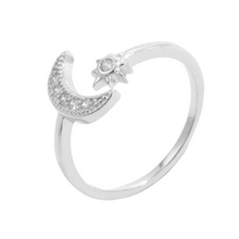 Load image into Gallery viewer, 925 Sterling Silver Moon Open Ring