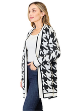 Load image into Gallery viewer, Mandy Woven Right Houndstooth Open Front Longline Cardigan