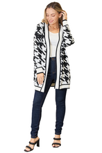 Load image into Gallery viewer, Mandy Woven Right Houndstooth Open Front Longline Cardigan