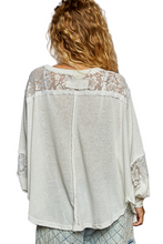 Load image into Gallery viewer, POL V-Neck Long Sleeve T-Shirt with Lace Detail