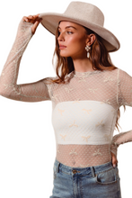 Load image into Gallery viewer, SO ME Bow Ribbon Pattern Sheer Lace Top