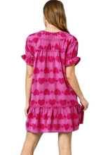 Load image into Gallery viewer, Umgee Heart Pattern Short Sleeve Ruffle Babydoll Dress