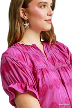 Load image into Gallery viewer, Umgee Heart Pattern Short Sleeve Ruffle Babydoll Dress