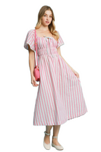 Load image into Gallery viewer, Umgee Smocked Striped Short Sleeve Midi Dress