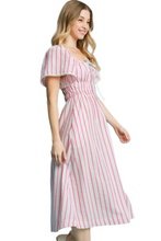 Load image into Gallery viewer, Umgee Smocked Striped Short Sleeve Midi Dress
