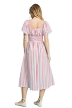 Load image into Gallery viewer, Umgee Smocked Striped Short Sleeve Midi Dress