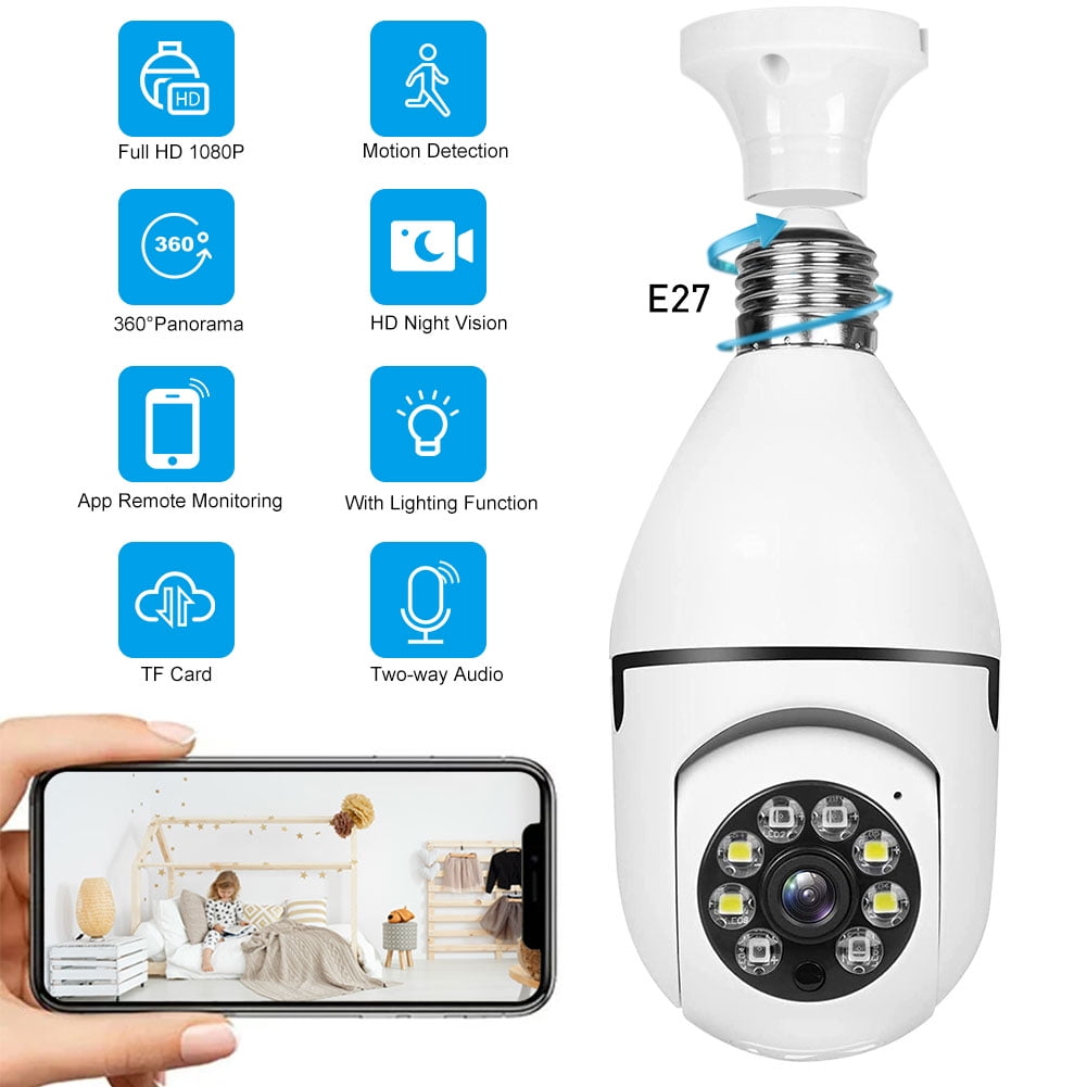 Home Security Camera Wireless WIFI Outdoor Surveillance Camera with Light Bulb 1080 HD Motion Detection