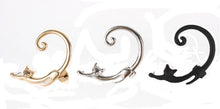 Load image into Gallery viewer, Single Piece Punk Style Cat Post Earring with Ear Cuff Rock Animal Black Stud Earring
