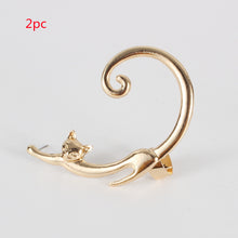 Load image into Gallery viewer, Single Piece Punk Style Cat Post Earring with Ear Cuff Rock Animal Black Stud Earring
